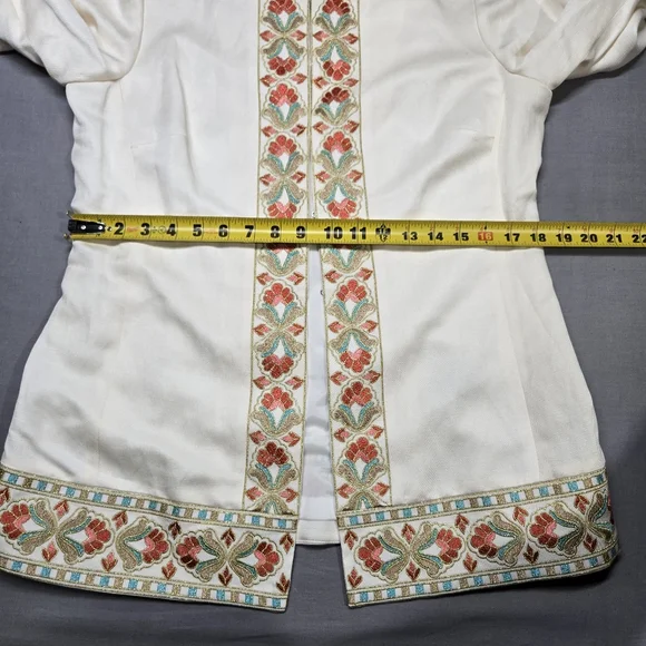 Doncaster Collection Linen Silk Suit Set‎ Colorful Embroidery Tunic Skirt Set - Picture 9 of 16